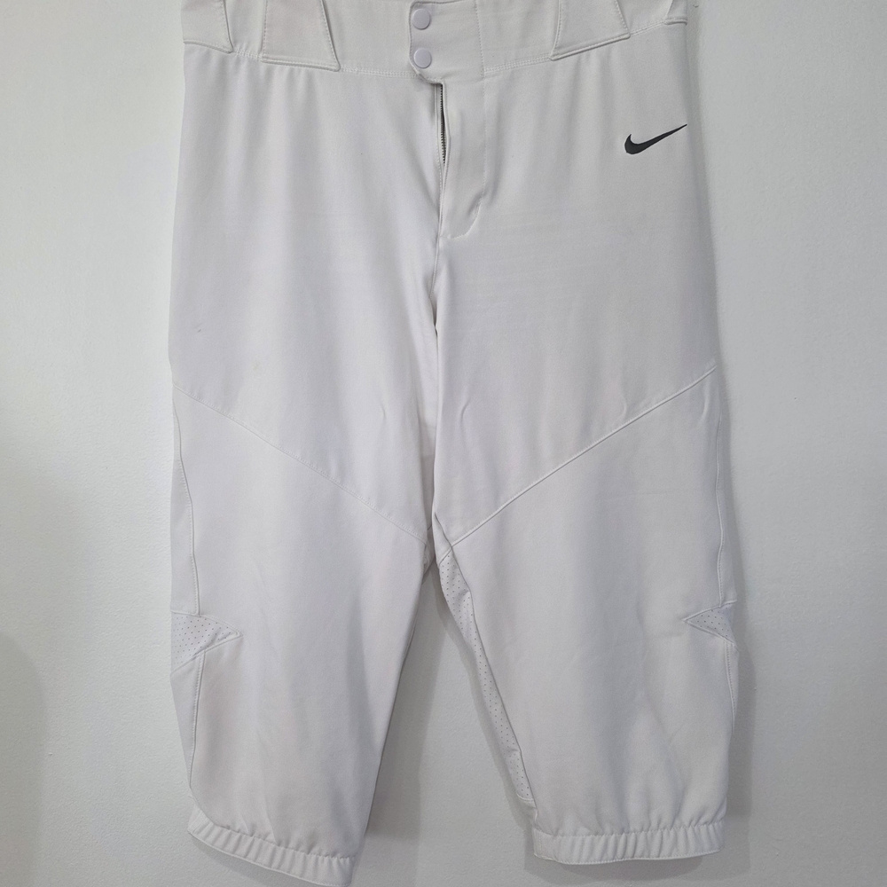 Nike White Sports Baseball Pants with  Logo
